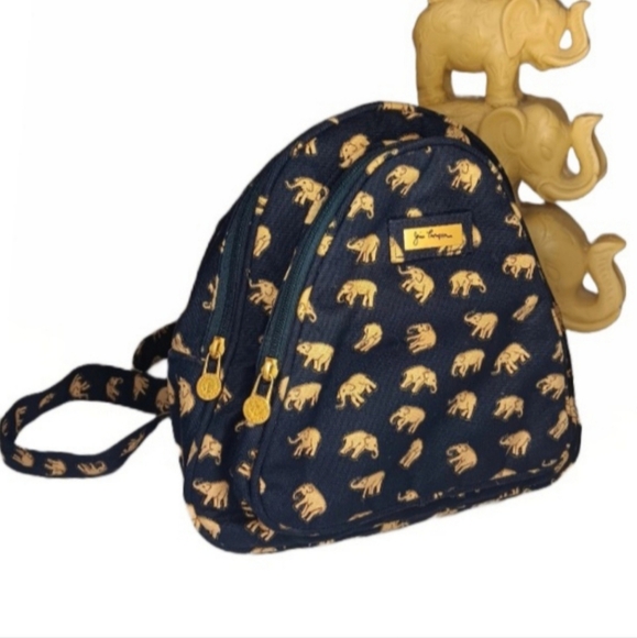 Jim Thompson Thai Silk Mini Navy Backpack | EUC | Elephants - Picture 1 of 16